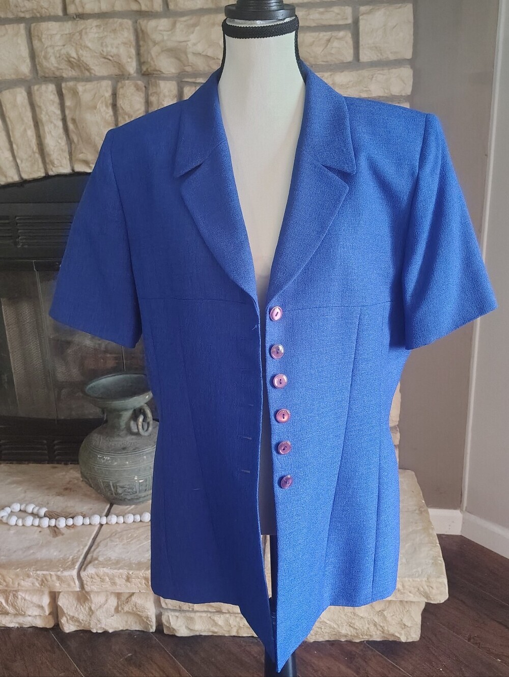 Vintage LeSuit Women's Royal Blue Short-Sleeve Tailored Blazer 14